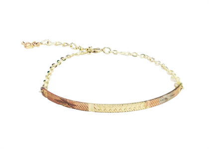 Diamond Cut Three Tone Plated Charm Bangle Bracelet